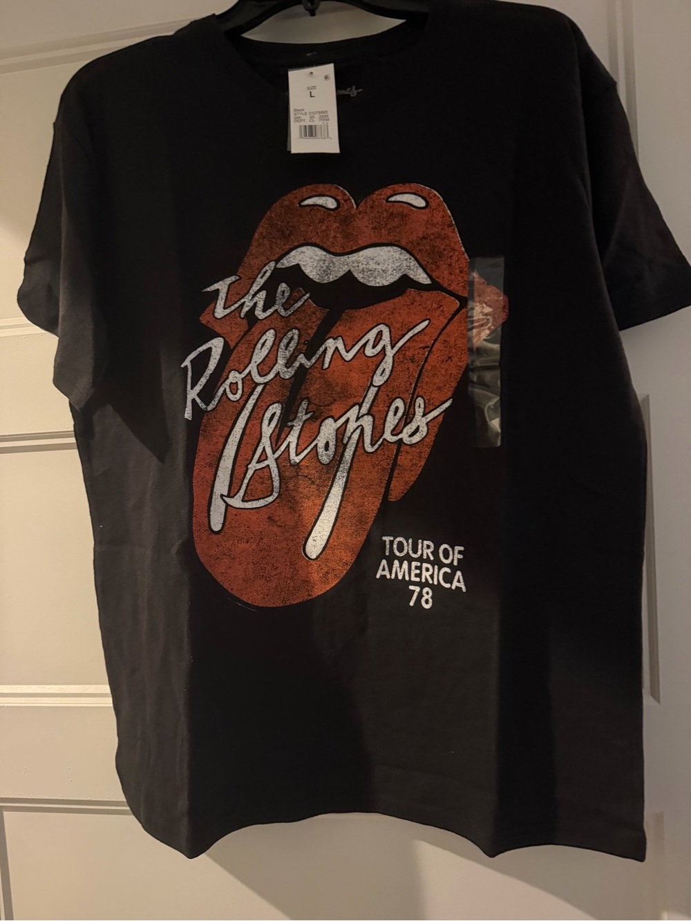 the Rolling Stones Black Tee with Red Tongue Graphic